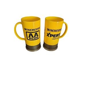 Vintage Winchester Shotgun Shell Mugs Pair AA Plus Xpert 20 Ga Yellow Big Shot